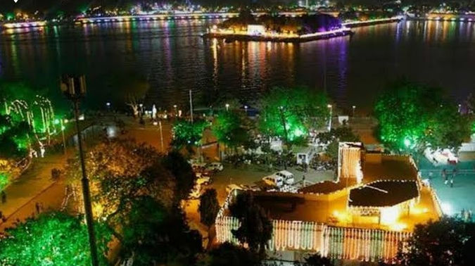 Ahmedabad city skyline and riverfront view