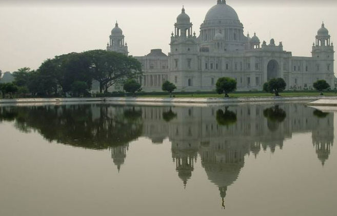 Kolkata city skyline and river view